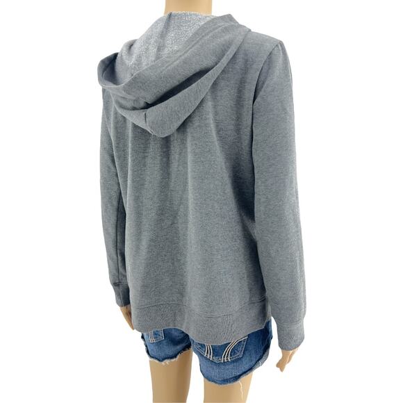 Jessica Simpson SMALL Gray The Warm Up Striped Shoulder Hoodie Sweater - Picture 5 of 6